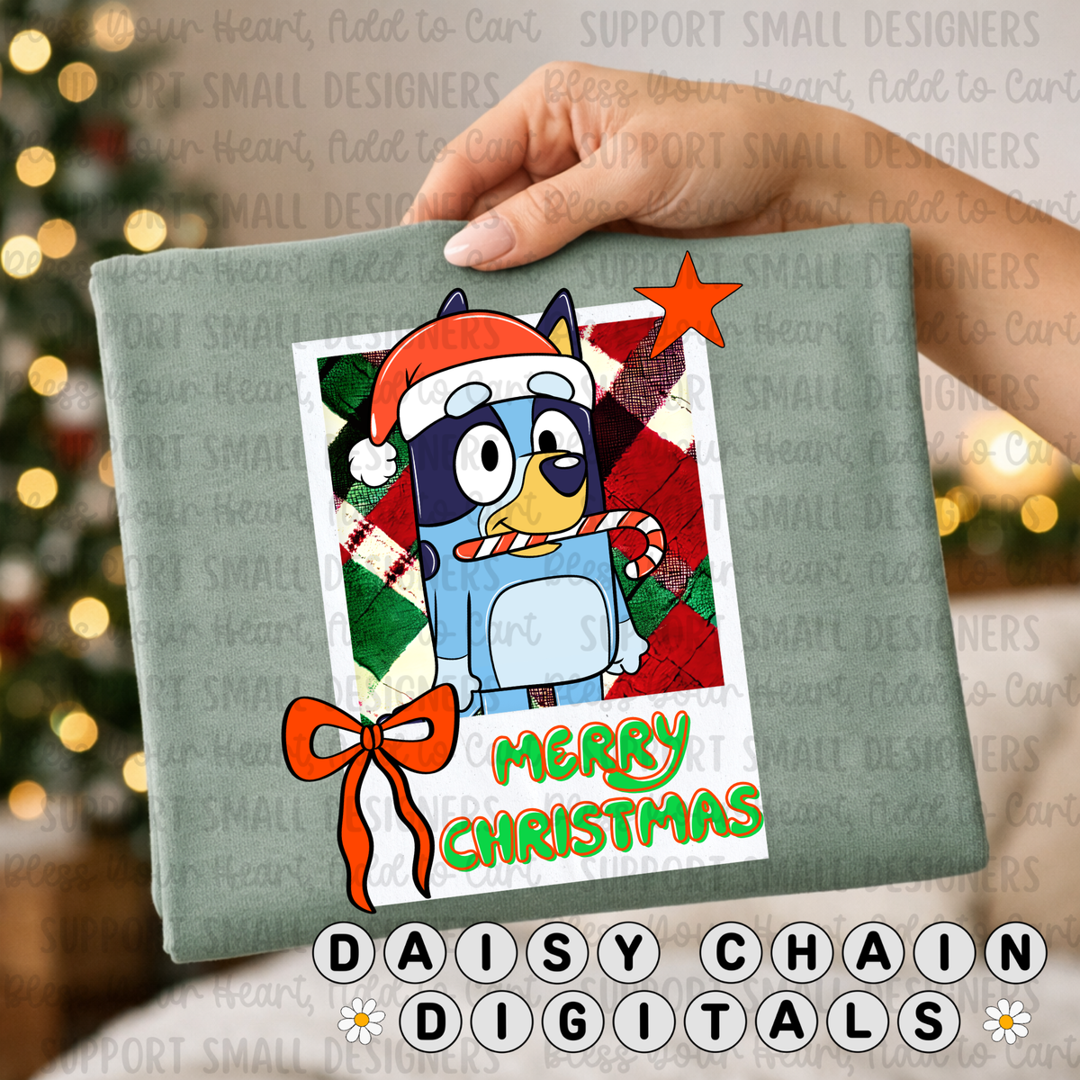 Blue Dog Heeler Christmas - PNG
