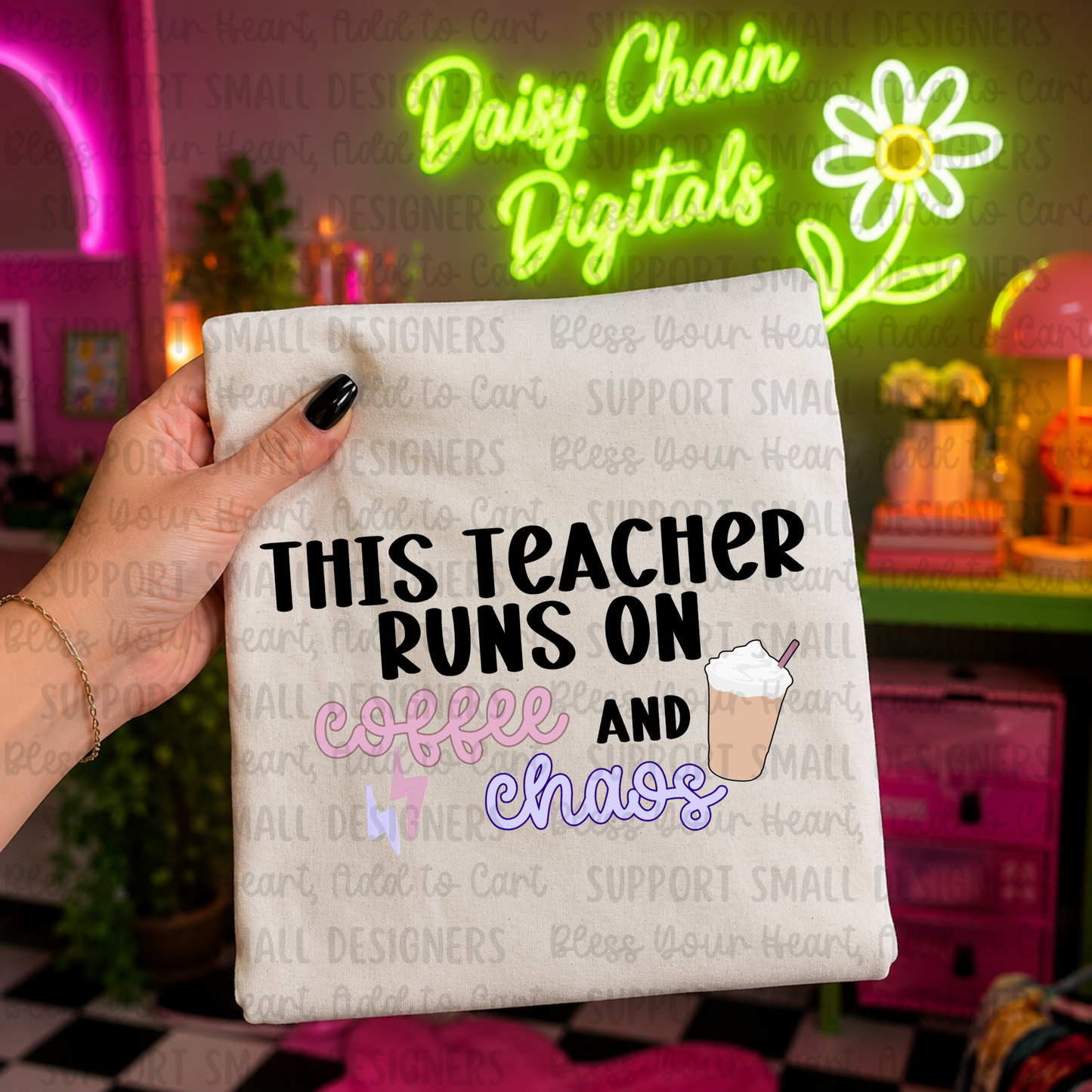 This Teacher Runs on Coffee and Chaos - PNG